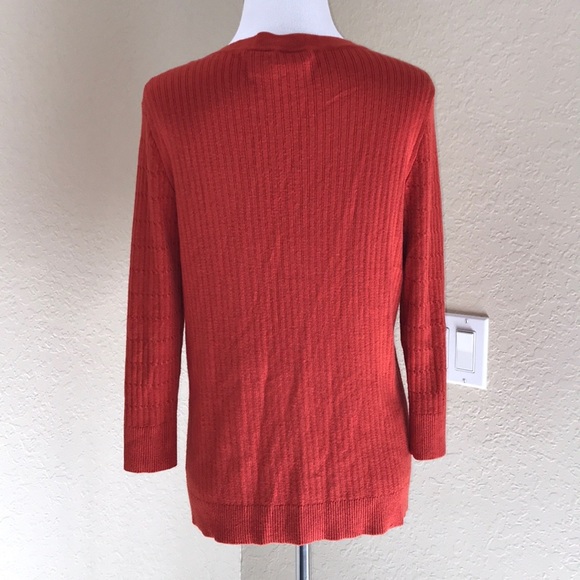 VERVE Thinly Cable Knitted Orange Cardigan Sweater - Picture 4 of 6